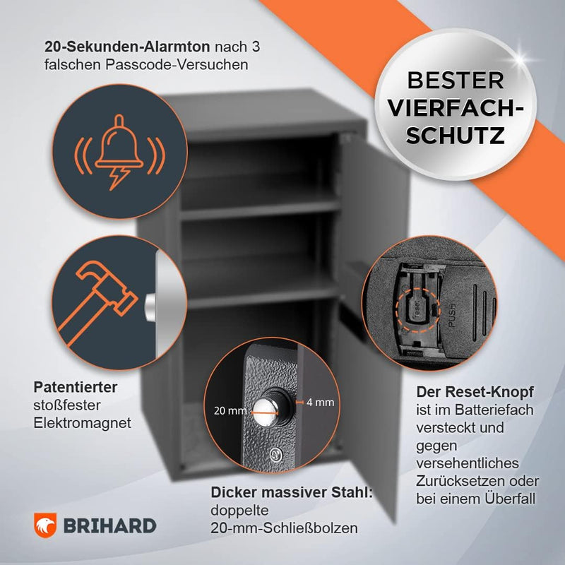 Brihard Betriebs XXL Elektronischer Safe mit LCD 73x40x36cm - Extra grosser Elektronischer Safe mit