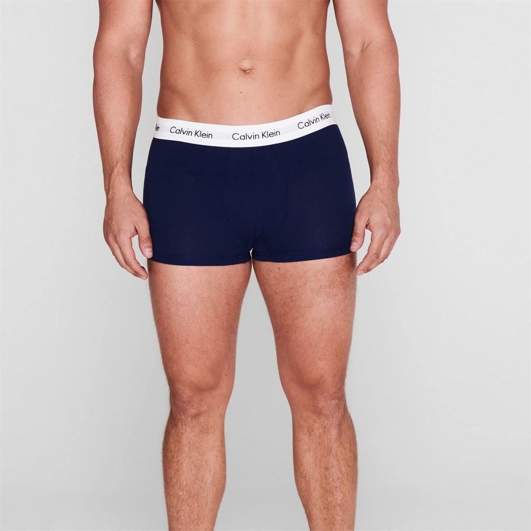 Calvin Klein Herren 3er Pack Boxershorts Low Rise Trunks Baumwolle mit Stretch S White/Red Ginger/Py