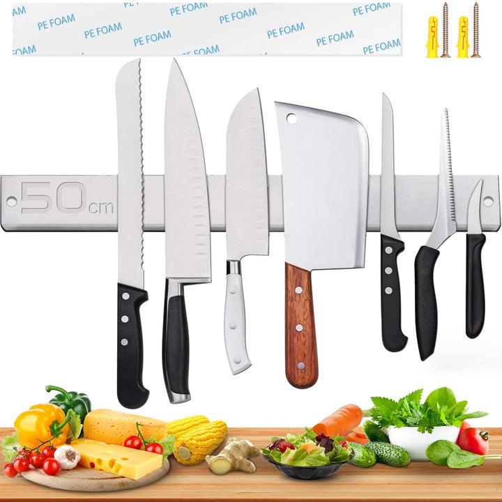 [Verbesserte 50cm] Magnetleiste Messer, Extra Starker Magnet Messerhalter aus Edelstahl, Magnetleist