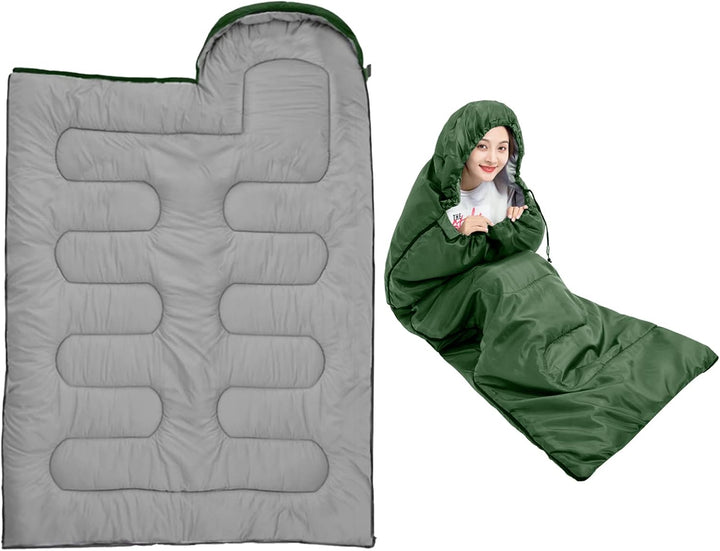 Schlafsack mit Kapuze, 3 Jahreszeiten, wasserdicht, warm, leicht, rechteckig, Umschlag, Camping, Sch