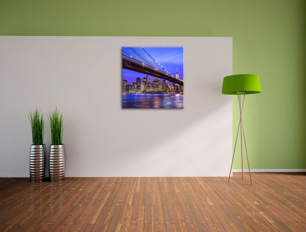 New York Brooklyn Bridge, Format: 70x70 auf Leinwand, XXL riesige Bilder fertig gerahmt mit Keilrahm
