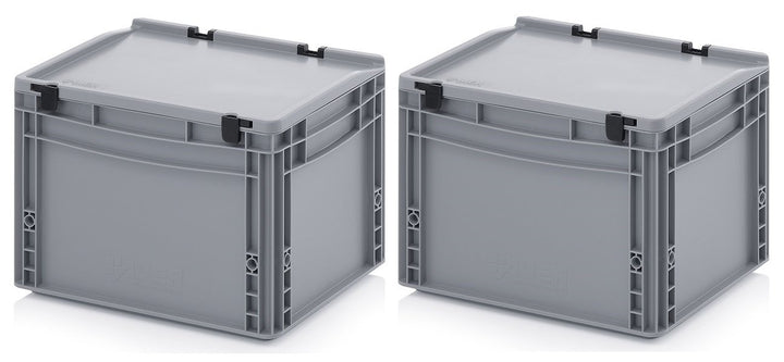 Auer Packaging 2x Eurobehälter 40 x 30 x 28,5 mit Scharnierdeckel inkl. gratis Zollstock * 2er Set