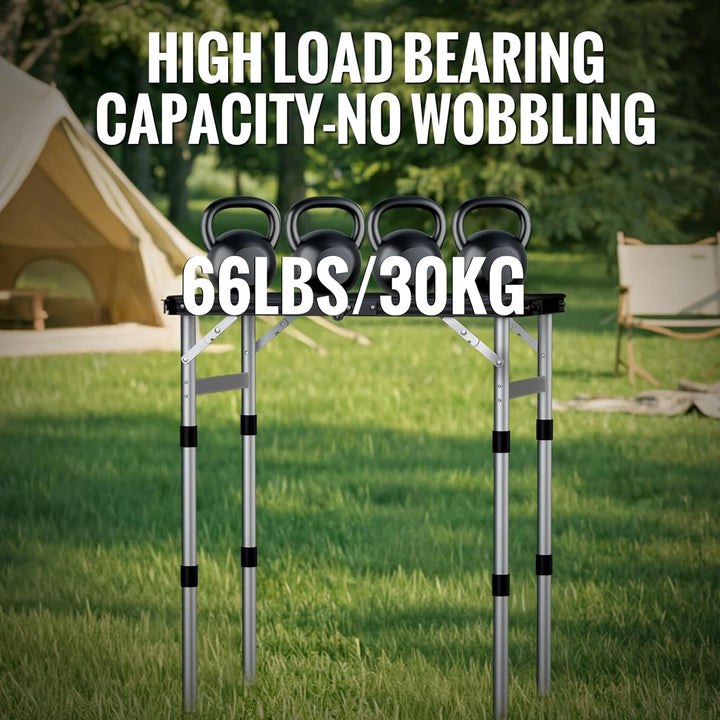 GARLLEN Campingtisch klappbar Klapptisch, 58x40cm & 3 Höhenverstellbar(26/48/70cm) ABS Wasserdichter