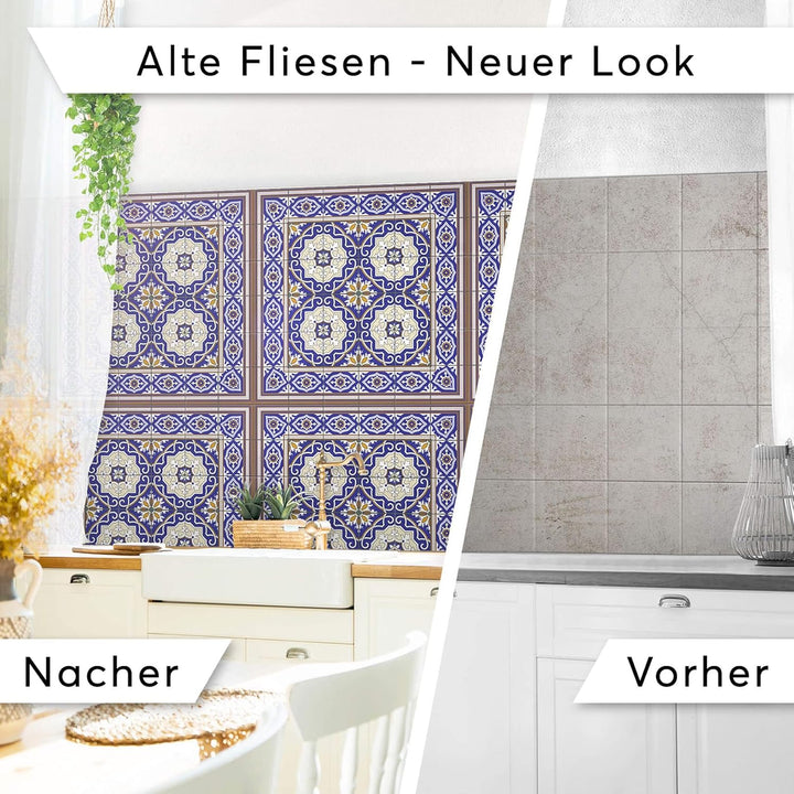 40 Stück Fliesenfolie für Bad und Küche 10x10 cm - Mosaikfliesen, Fliesensticker - Klebefolie Fliese