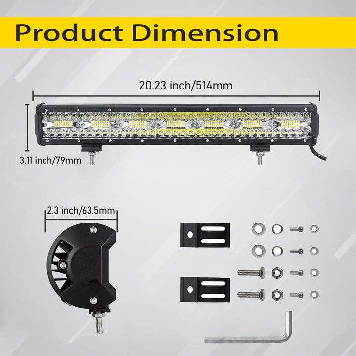 PICAA 20 Zoll 420W LED Lightbar Tri-Reihe LED Lichtbalken Arbeitsscheinwerfer 12V 24V 6000K Weiss Wa