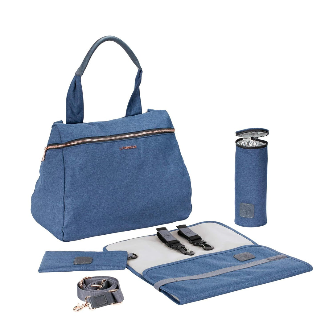 LÄSSIG Baby Wickeltasche Handtasche Stylischer Wickelrucksack inkl. Wickelzubehör/Glam Rosie Bag Bla