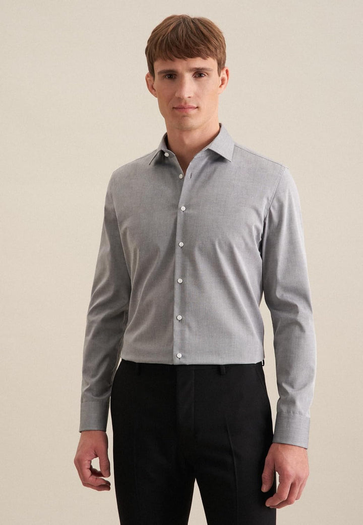 Seidensticker Herren Slim Fit Bügelfrei Business Kent Langarm Businesshemd 42 Dunkelgrau, 42 Dunkelg