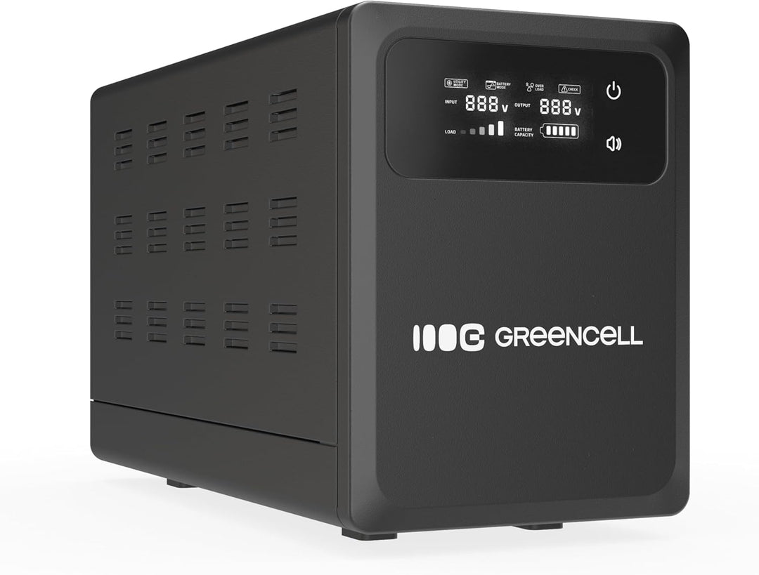 Green Cell USV 1200W 2000VA PowerCore, Notstromversorgung mit LCD Display, AVR UPS mit Reiner Sinusw
