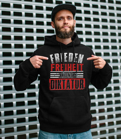 uglyshirt89 Frieden, Freiheit Keine Diktatur Herren Kapuzenpullover| Corona Hoodie Lustig - Ungeimpf