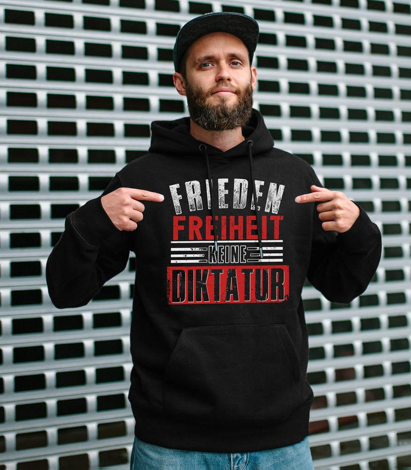 uglyshirt89 Frieden, Freiheit Keine Diktatur Herren Kapuzenpullover| Corona Hoodie Lustig - Ungeimpf