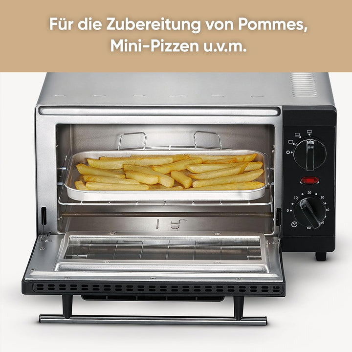 SEVERIN TO 2052 Back- und Toastofen (800 W, Inkl. Grillrost und Backblech, 9 L) silber