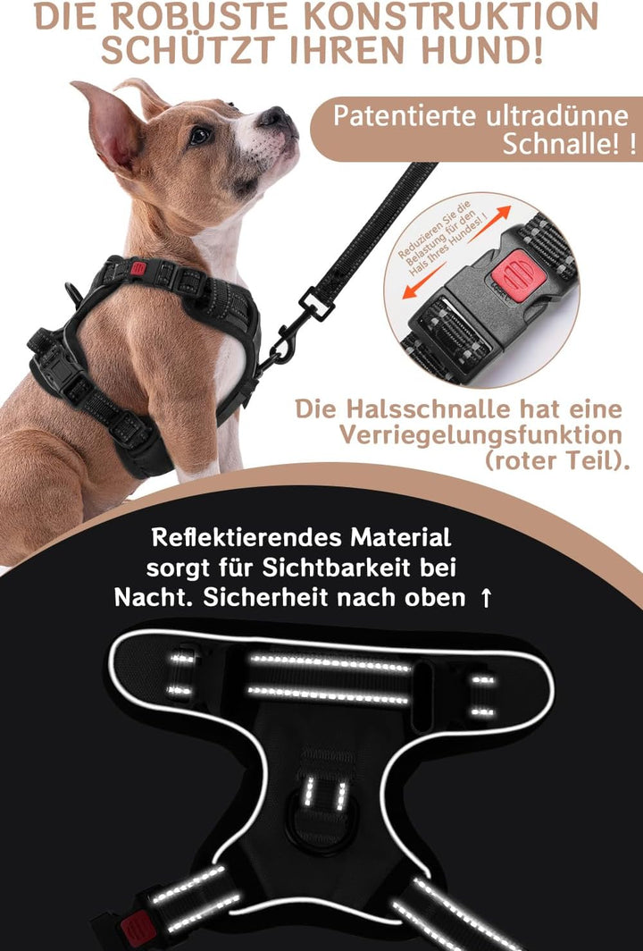 BaoCheng Hundegeschirr Anti Zug Hundegürtel,Kleine/mittlere/grosse Hunde,Atmungsaktives Mesh, Einfac