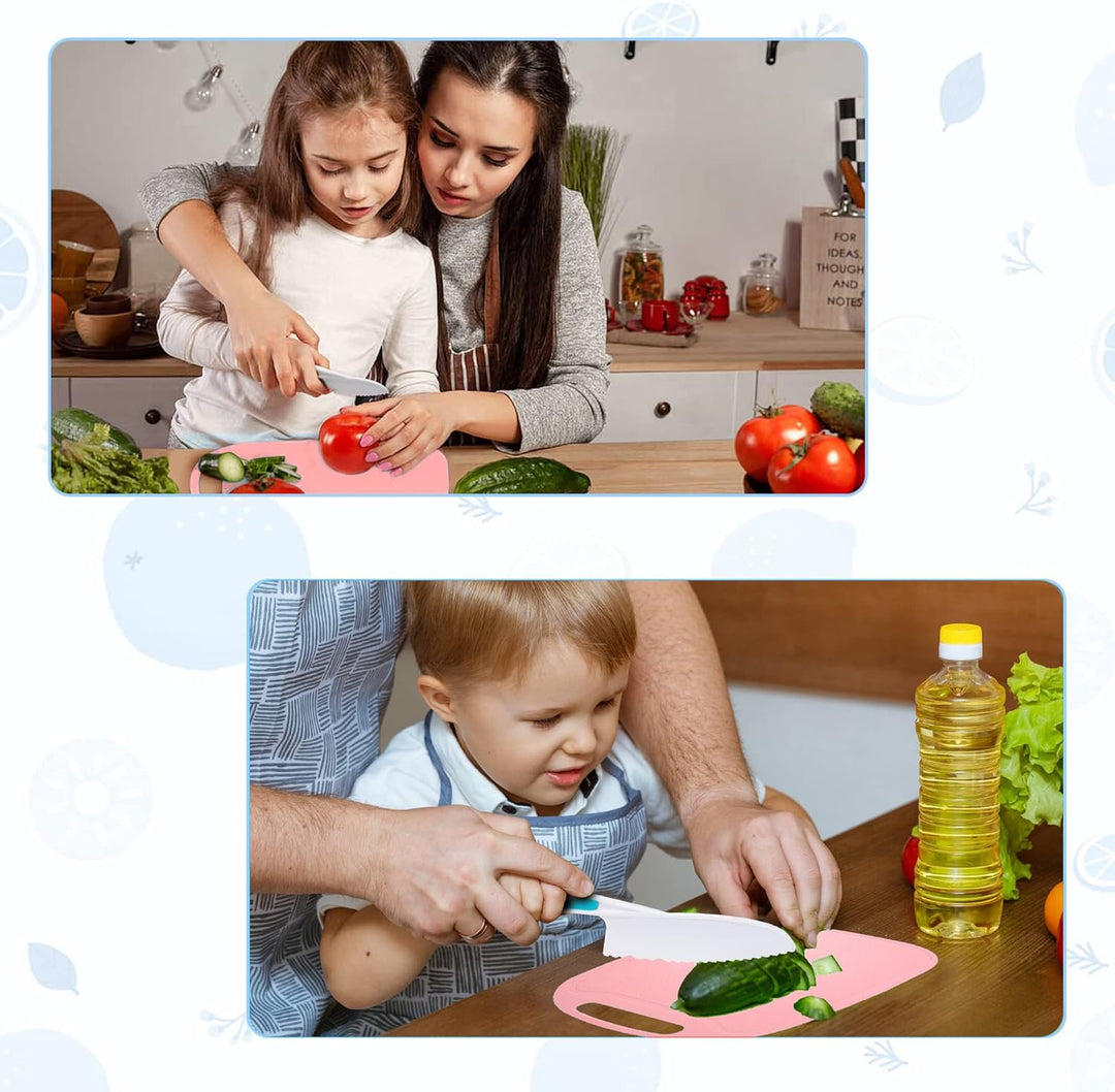 FIRITHYC Kinder-Küchenmesser-Set, Kinder-Messer-Set enthalten gezackte Kanten Kunststoff Kleinkind M
