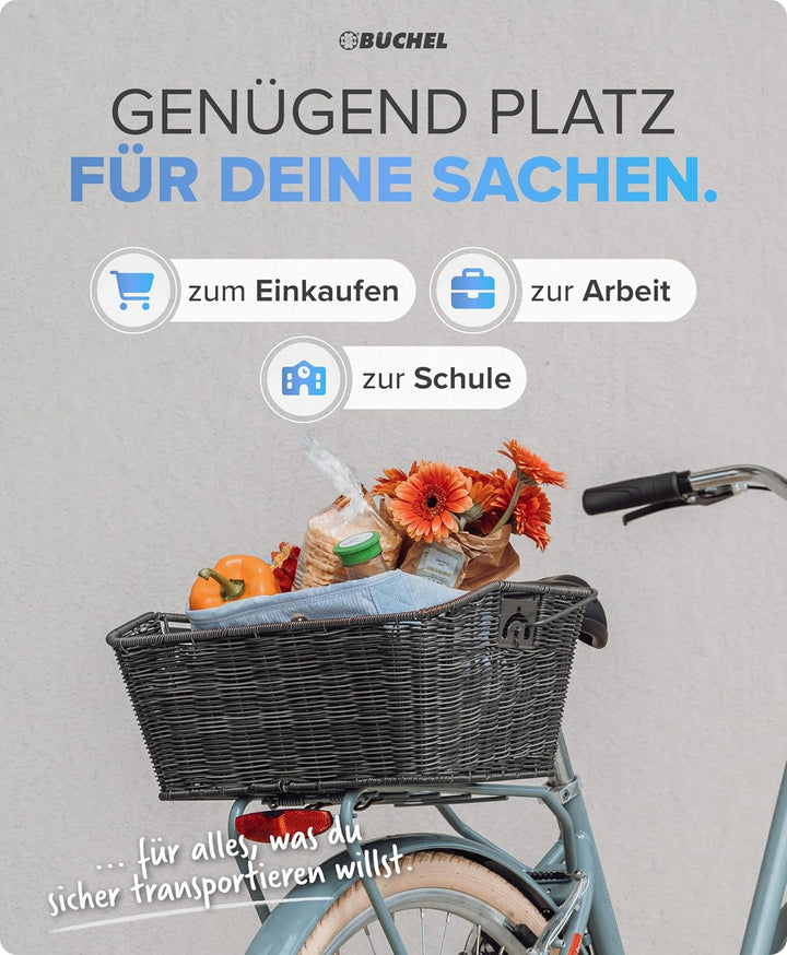 Büchel Fahrradkorb hinten - Fahrradkorb abnehmbar hinten I einfache Befestigung mit innovativem Halt