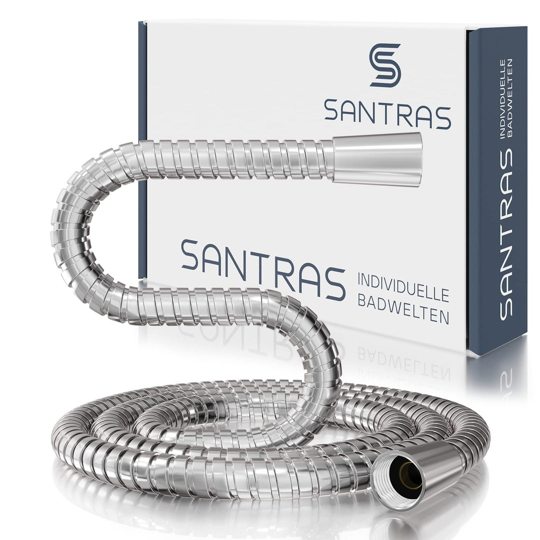 SANTRAS® Metall Duschschlauch DELUXE 0,50 m lang mit Wassersparer in Chrom– Besonders hochwertiger u