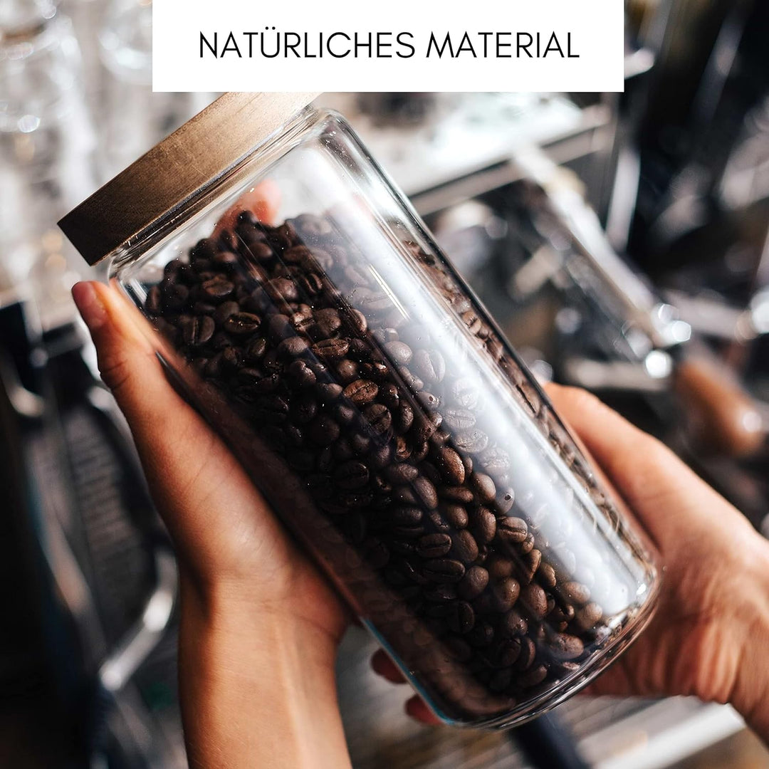 Econovo® Vorratsdosen Glas mit Deckel Set 1000ml (3-teilig) aus Borosilikatglas, stapelbar und luftd