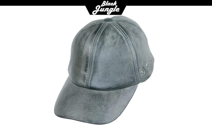 Black Jungle Grafton Lederkappe Biker Kappe Freizeitkappe Baseballkappe Einheitsgrösse Anthrazit, Ei