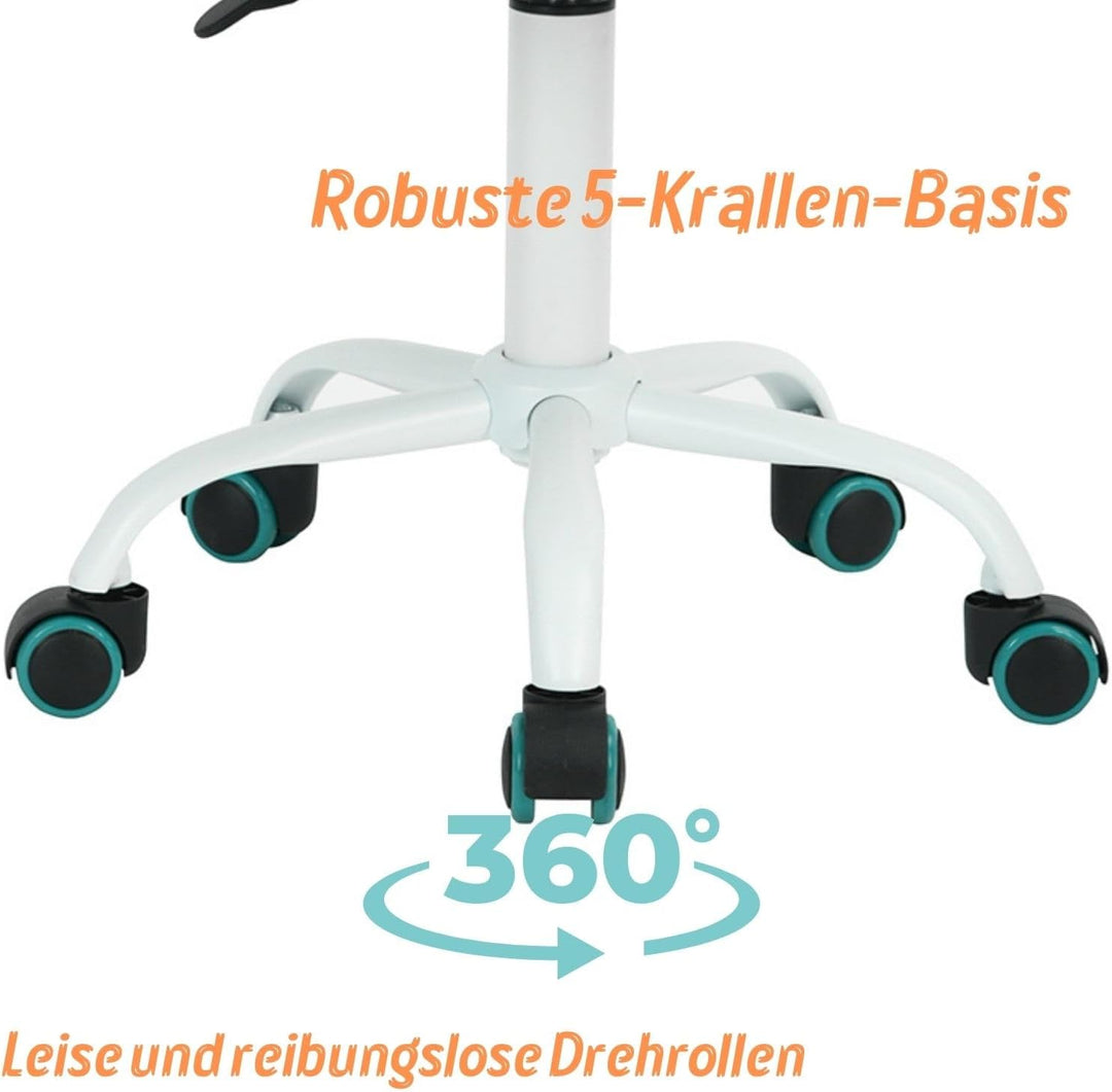 FurnitureR Friseurstuhl ergonomischer Drehstuhl ohne Armlehnen, höhenverstellbar, Netzrückenlehne, M