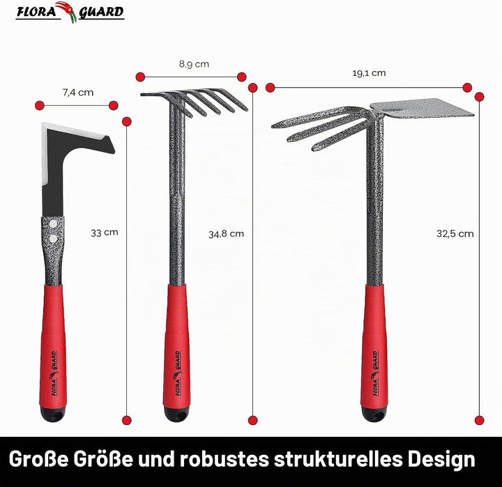 FLORA GUARD Gartengeräte,6 Stück Garten Werkzeug Set Einschliesslich Weeder, Gartenkelle, Handrechen