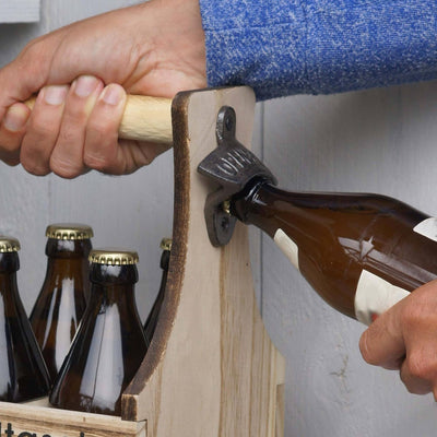 UNUS Home Schützenhandtasche Bier, Flaschenträger aus Holz für 6 Flaschen, Bierträger mit Flaschenöf