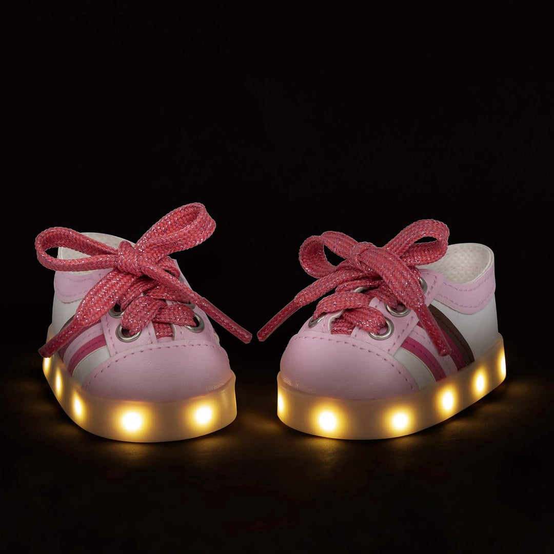 Our Generation – Schuhe für Puppen – Leuchtende Schuhe – Rosa &amp; weisse Turnschuhe – 46 cm Puppenzube