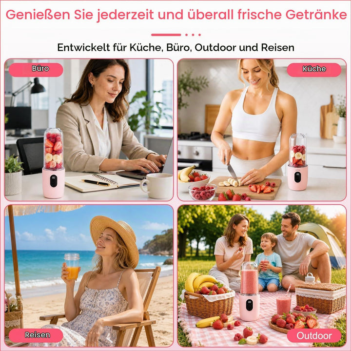 Tragbarer Mixer Smoothie Maker, 500 ml Mixer Smoothie Maker to Go mit Digitalanzeige, 16-Blatt Tragb