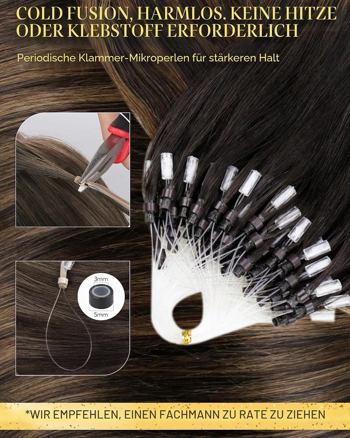 Hetto Microring Extensions Echthaar Balayage Braun Micro Extensions Echthaar Remy Extensions Microri