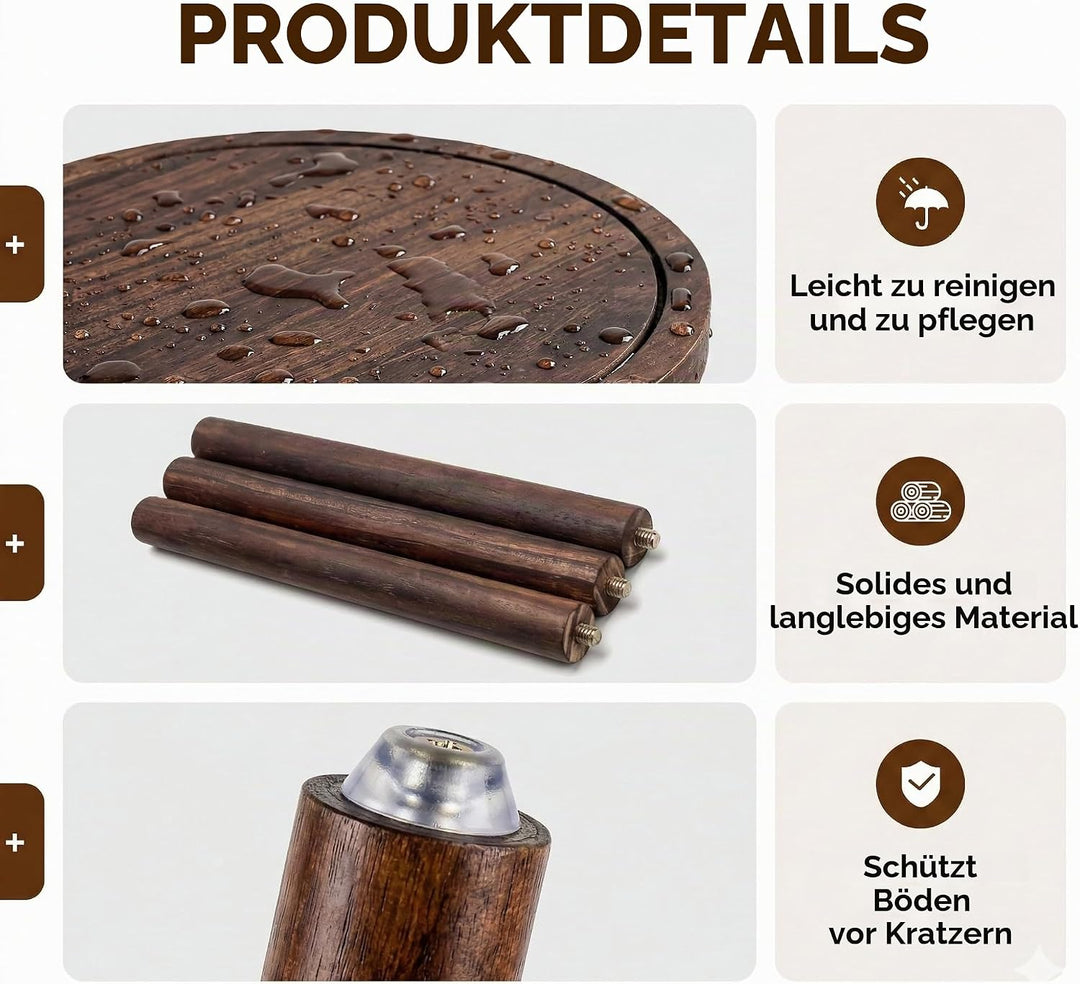 Bamworld Pflanzenhocker aus Holz im 3er-Set – Rustikale Blumenständer in 3 Grössen – Dekorative Beis