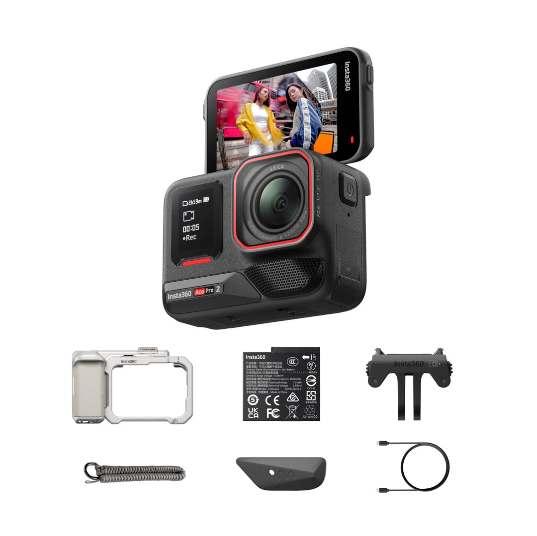 Insta360 Ace Pro 2 Xplorer-Bundle Mondsilber – wasserdichte 8K Action-Kamera mit Leica entwickelt, 1