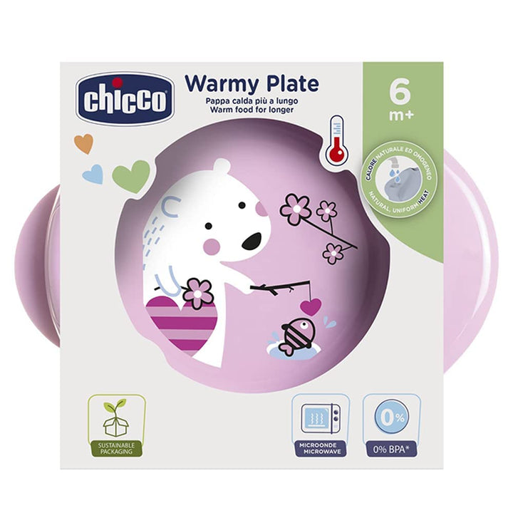 Chicco Beikoststart-Set Warmhalteteller Esslernlöffel abgewinkelt, BPA frei