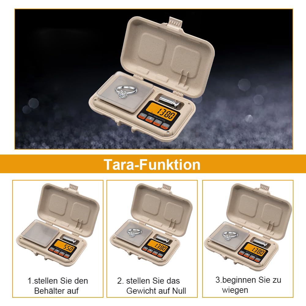 UNIWEIGH Grammwaage,300g/0.01g Digitalgewicht Gramm und Unzen,Mini-Taschenwaage mit LCD-Display,Tara