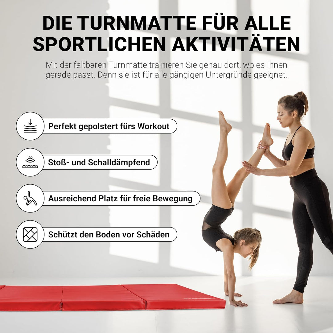 MSPORTS Turnmatte Premium klappbare Weichbodenmatte 190 x 80 x 5 cm Gymnastikmatte faltbare Sportmat