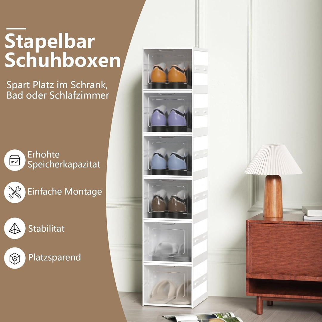 Schuhboxen Stapelbar Installationsfrei - Schuhbox aus Kunststoff mit transparenter Türen Schuhaufbew