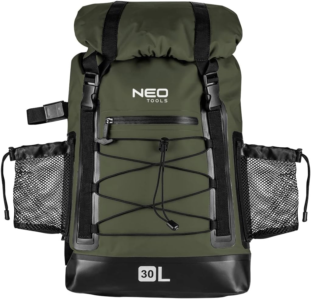 NEO TOOLS Wasserdichter Rucksack 63-131, Fassungsvermögen 30 Liter, 4in1, Farbe Dunkelgrün, Verstell