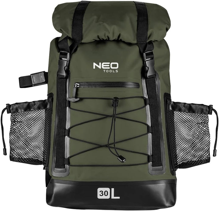 NEO TOOLS Wasserdichter Rucksack 63-131, Fassungsvermögen 30 Liter, 4in1, Farbe Dunkelgrün, Verstell