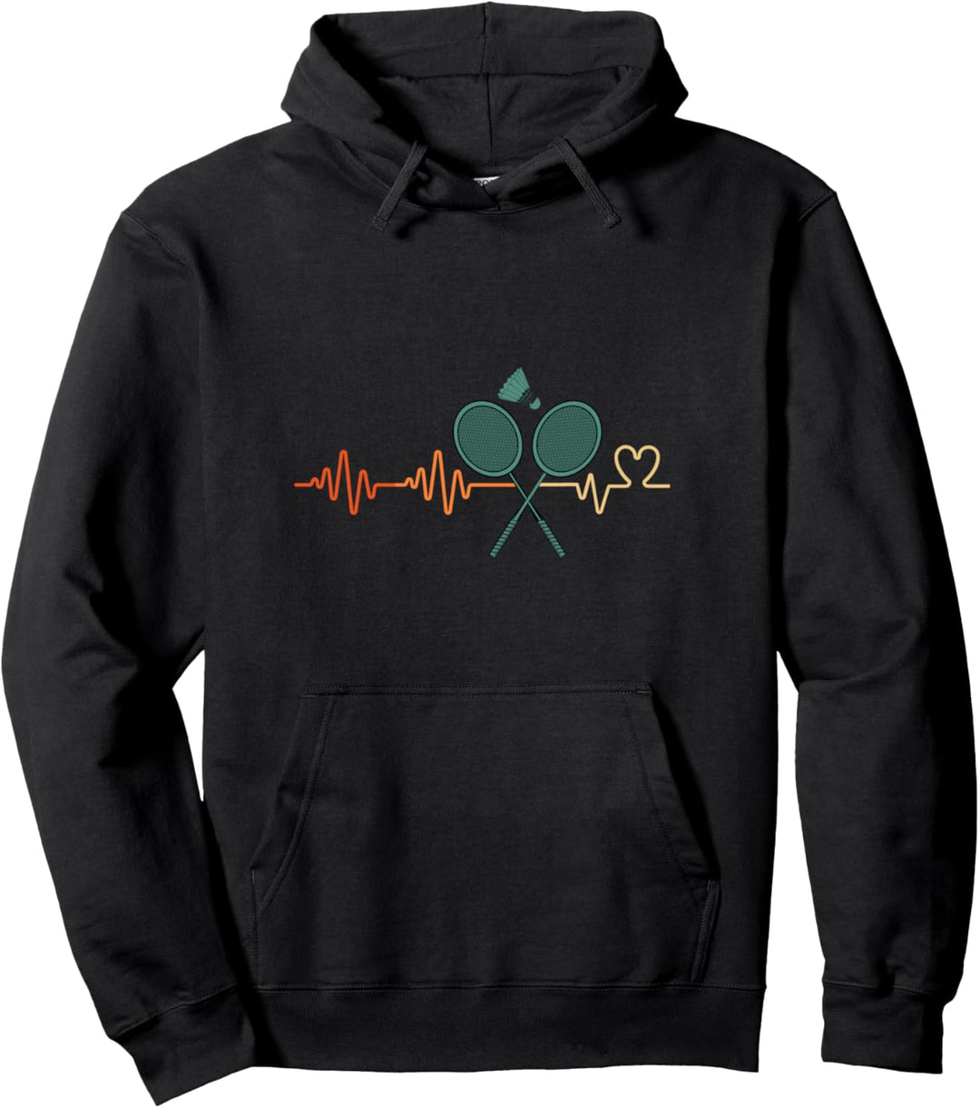 Heartbeat Herzschlag Badminton Lustiges Federball Fan Design Pullover Hoodie