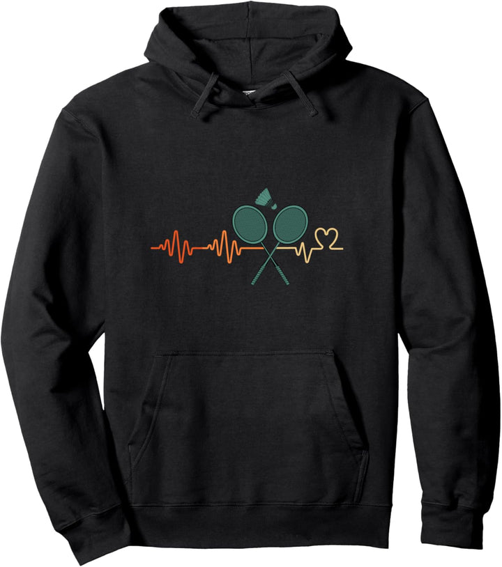 Heartbeat Herzschlag Badminton Lustiges Federball Fan Design Pullover Hoodie