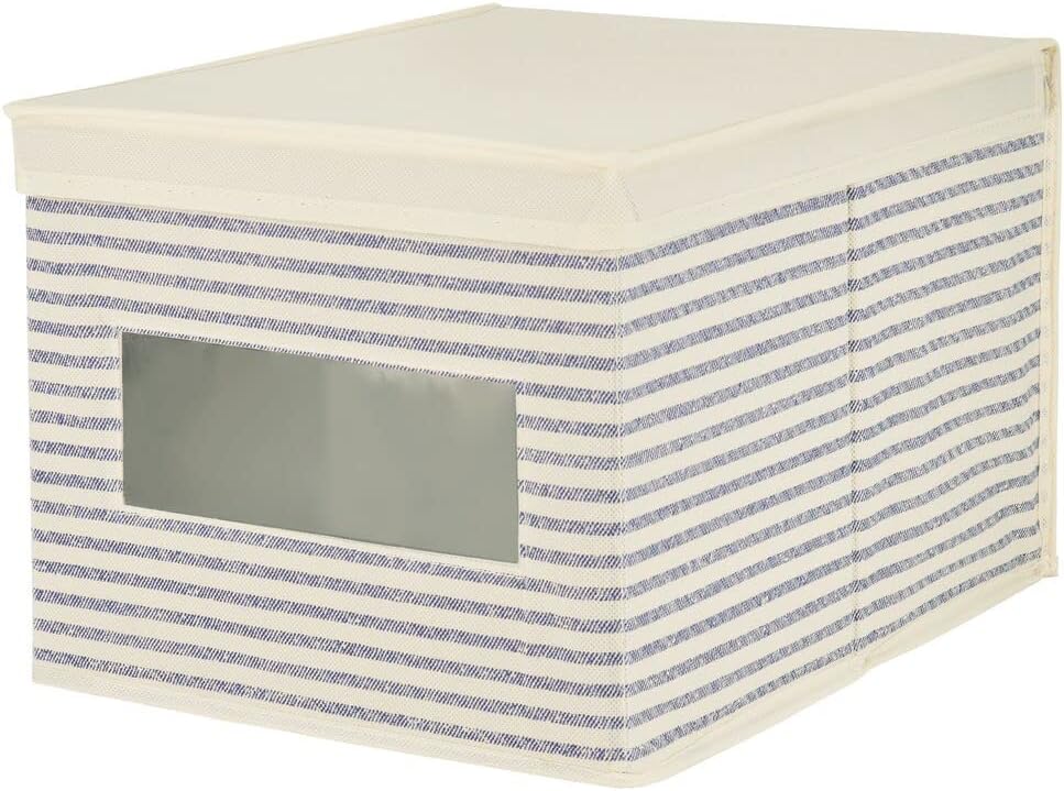 mDesign 6er-Set Stoffbox – praktische Aufbewahrungsbox mit Deckel und Sichtfenster für Schlaf-, Wohn