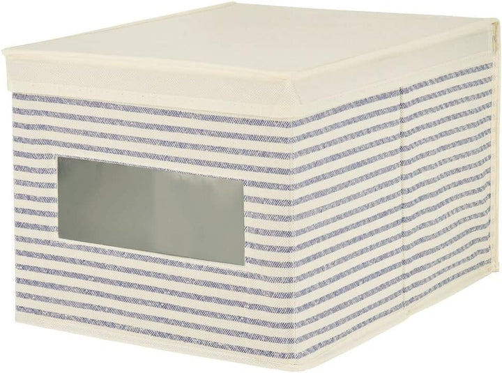 mDesign 6er-Set Stoffbox – praktische Aufbewahrungsbox mit Deckel und Sichtfenster für Schlaf-, Wohn
