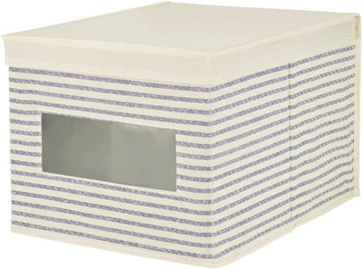 mDesign 6er-Set Stoffbox – praktische Aufbewahrungsbox mit Deckel und Sichtfenster für Schlaf-, Wohn