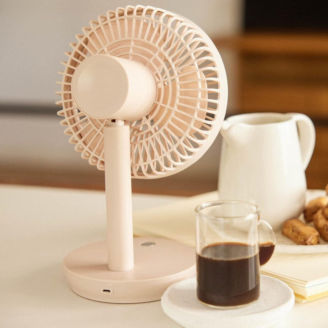 Newlux - Tischventilator USB Windpure Desk W300 mit 4 Gelängen, schwenkbarer Kopf, Lithium-Akku bis