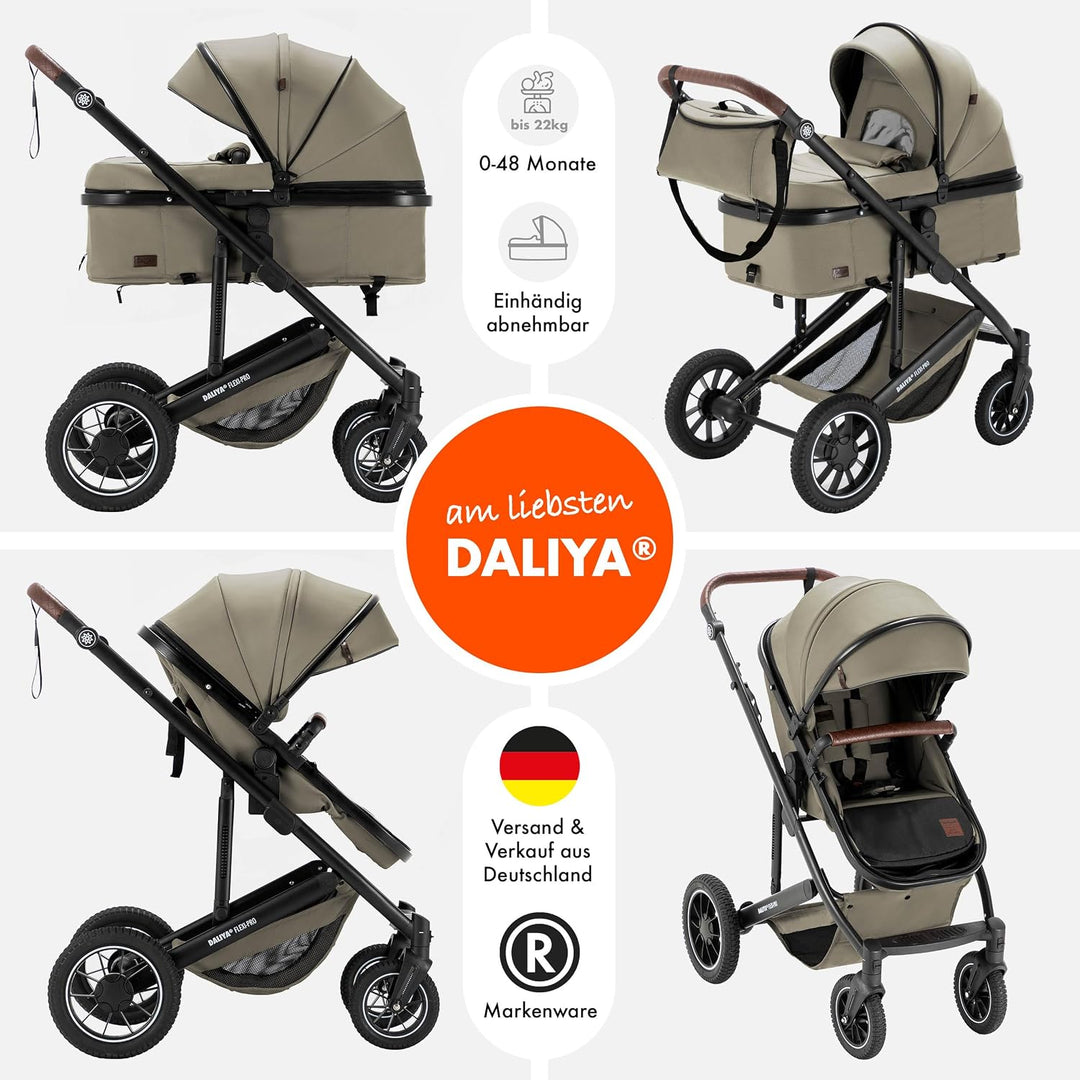 Daliya® FLEXI-PRO M 2in1 Kinderwagen &amp; Buggy (Beige), Beige