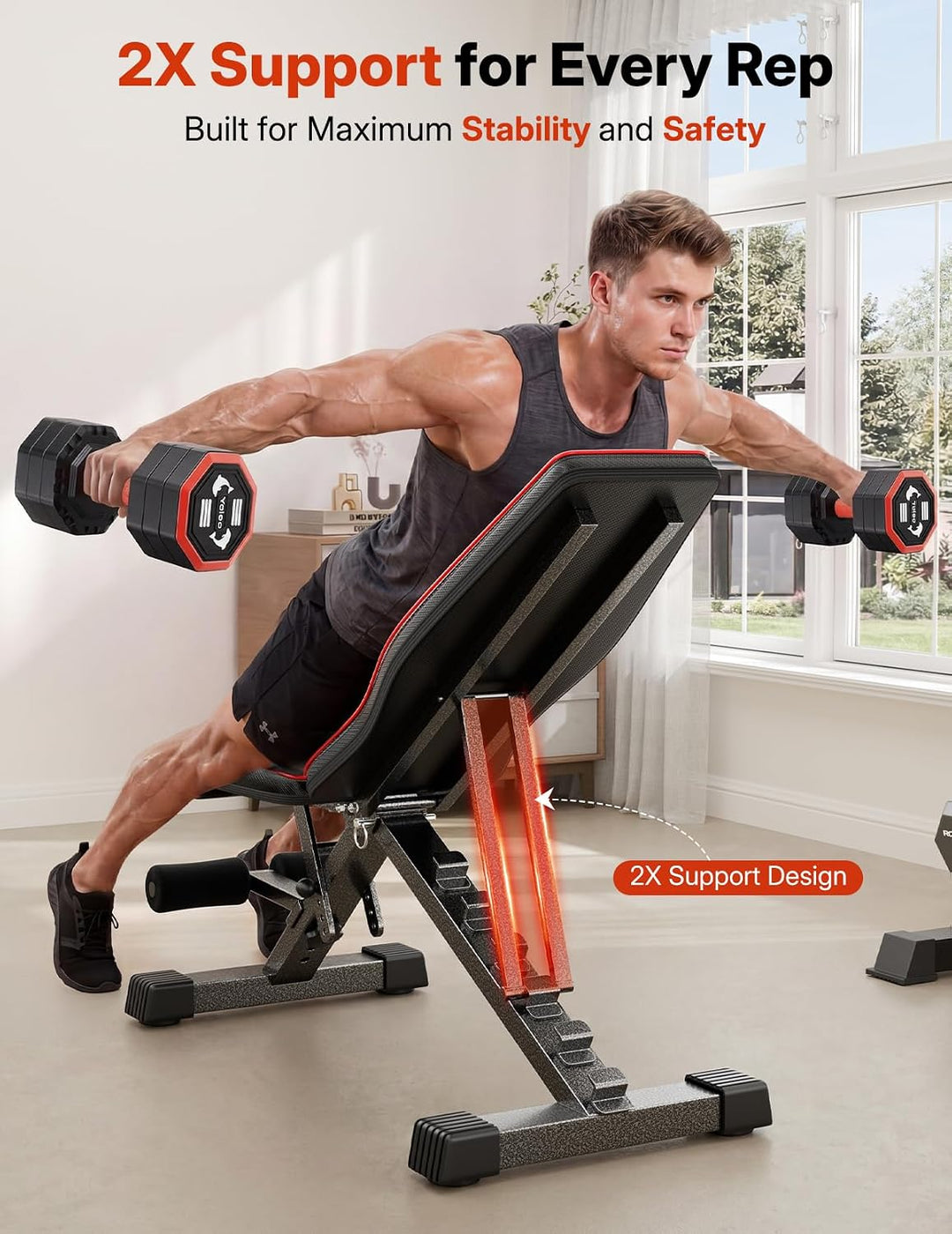 YOLEO klappbare Hantelbank Multifunktion Training Fitness Bank Bauchtrainer Schrägbank mit 6-Fach Ve