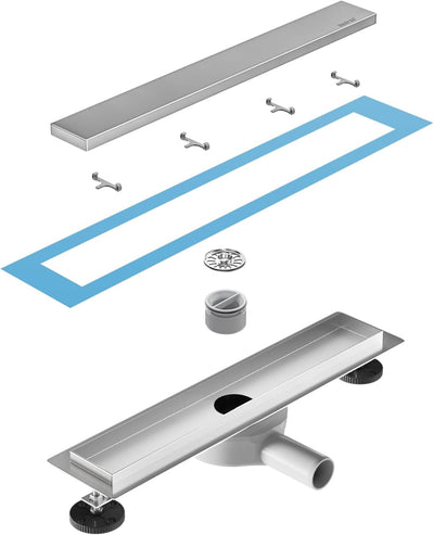 Neodrain Duschrinne 60cm Edelstahl Bodenablauf - 360° Siphon Befliesbar Duschablauf Flach mit Geruch