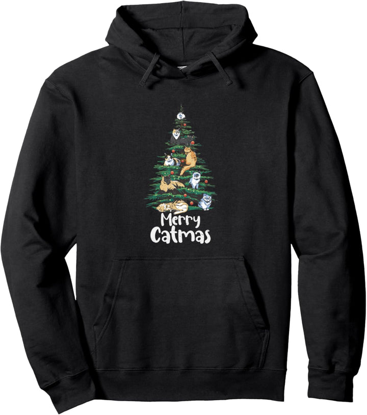 Weihnachtsbaum Mit Lustigem Text Merry Catmas Für Pullover Hoodie