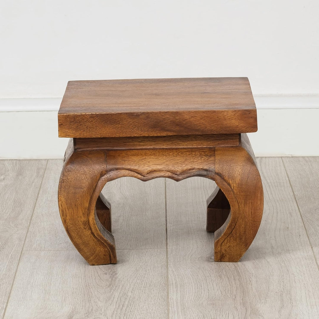 livasia Opiumtisch aus Massivholz – 24x24x20cm – Handgeschnitzter Beistelltisch Holz aus Thailand, N