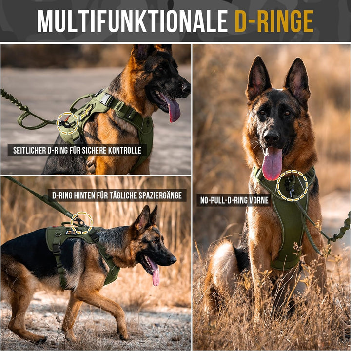 OneTigris Hundegeschirr Grosse Hunde, TACTILITE Taktisches Langlebig Anti Zug Geschirr, No Pull Vers