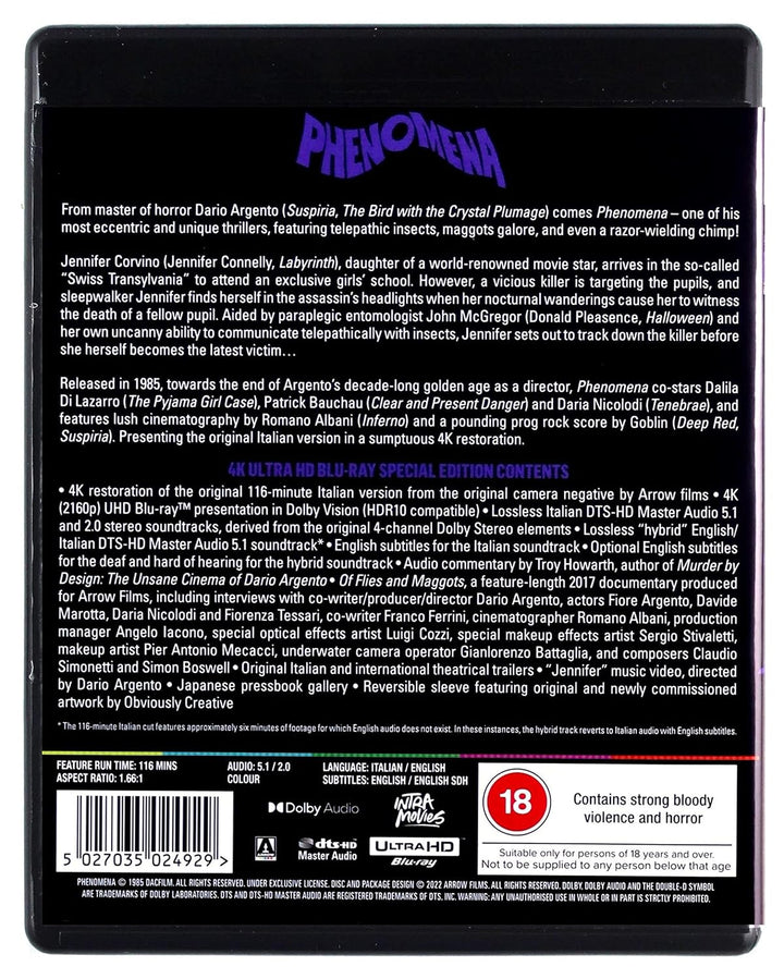 Phenomena [Blu-Ray] [Region Free] (IMPORT) (Keine deutsche Version), Blu-ray