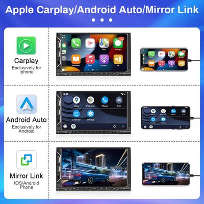 Hikity Autoradio DAB+ Doppel Din Android 11 mit Navi 7 Zoll Touch Bildschirm Apple Carplay Android A