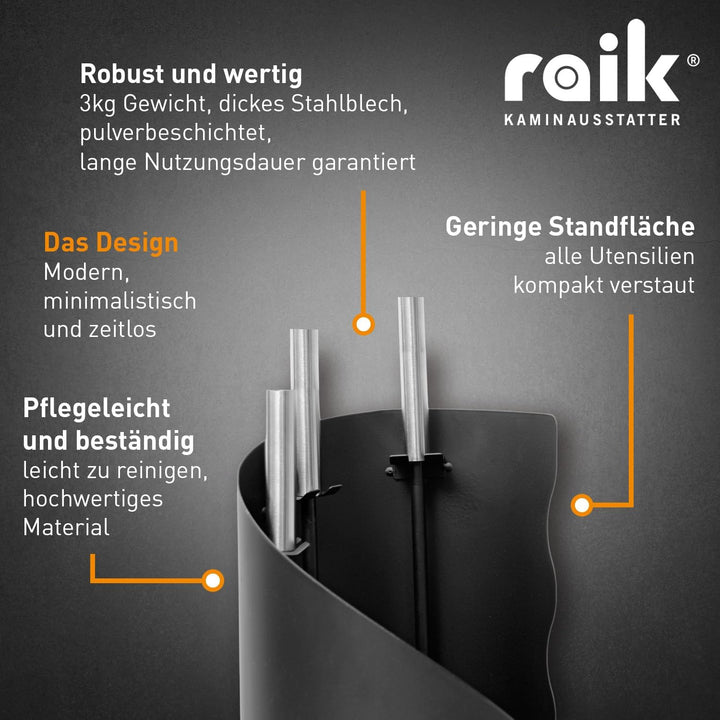 raik R1009 Raik Kaminbesteck Fritz, 3-teilig, schwarz, Edelstahlgriffe, 61